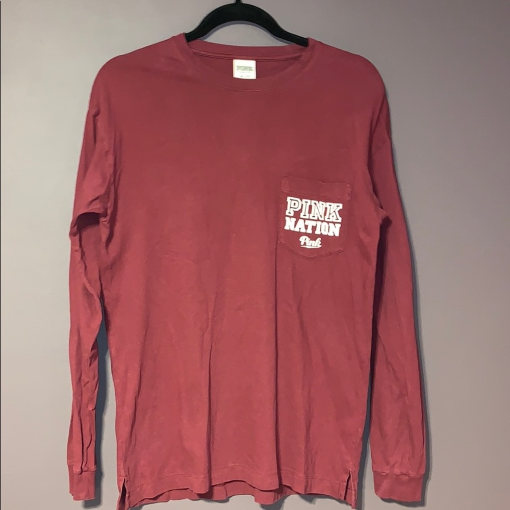 VS PINK XS Burgundy Longe Sleeve Tee